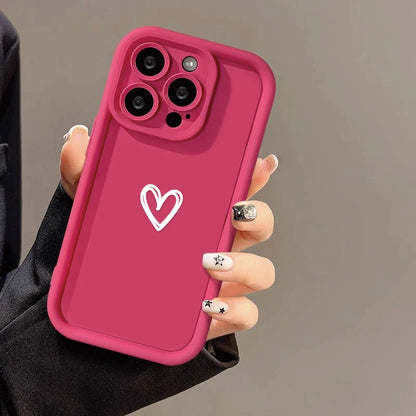 Love Heart Soft Case | Shockproof Bumper for iPhone 15-7 Series