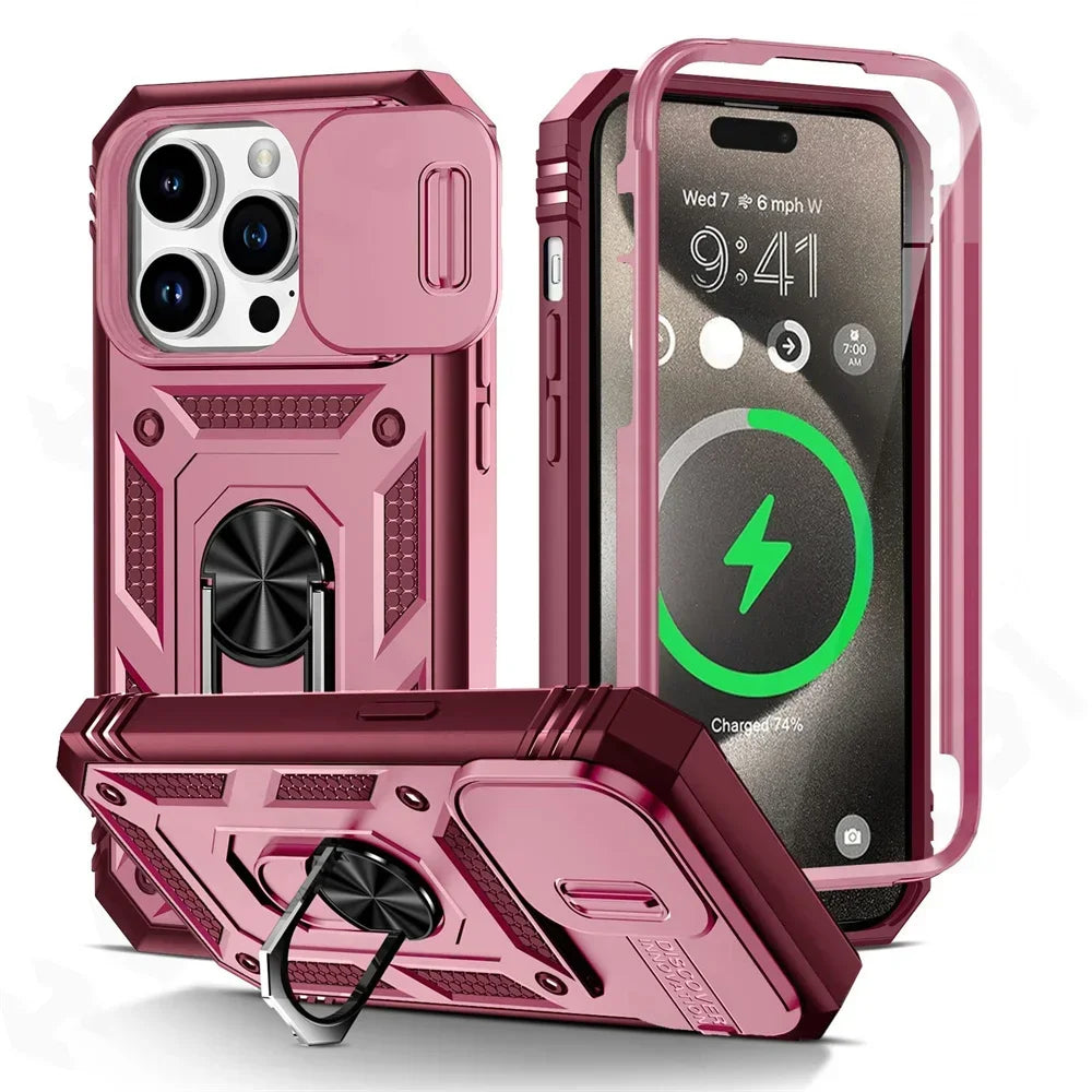 iPhone 16-11 Case | Camera Slide, 360° Military Armor