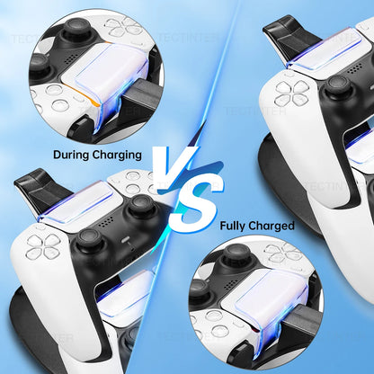 PS5 Dual Controller Charging Station 🎮 | Type-C Dock for Dual Sense Controllers