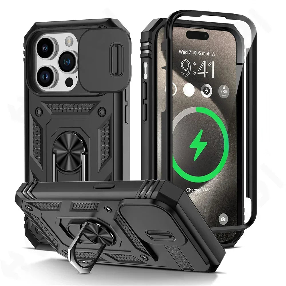 iPhone 16-11 Case | Camera Slide, 360° Military Armor